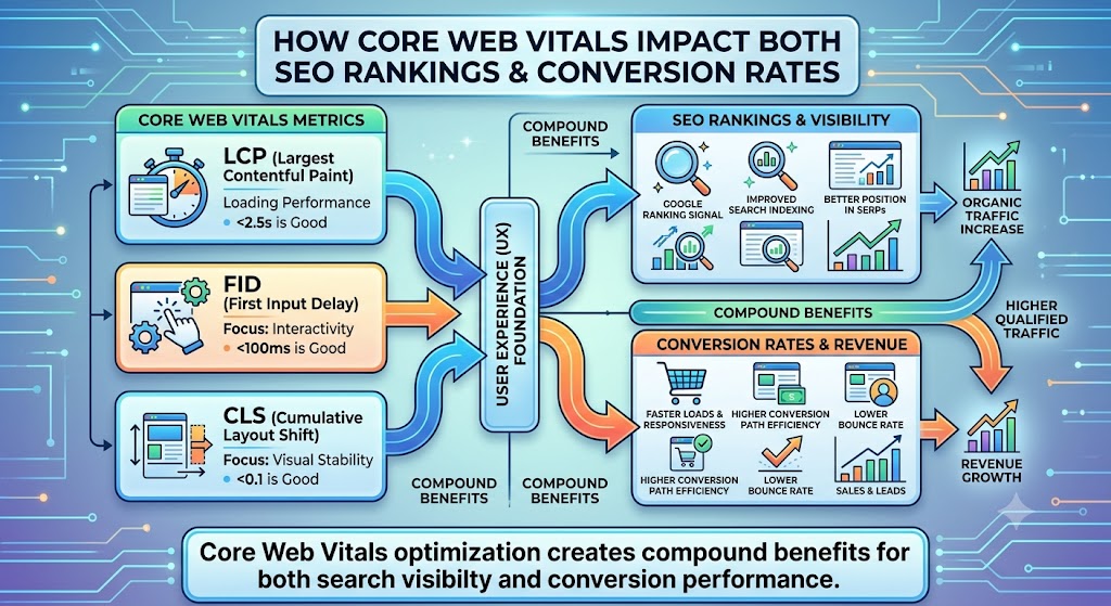 how Core Web Vitals impact both SEO rankings and conversion rates