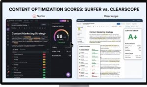 Surfer SEO vs Clearscope content optimization score comparison